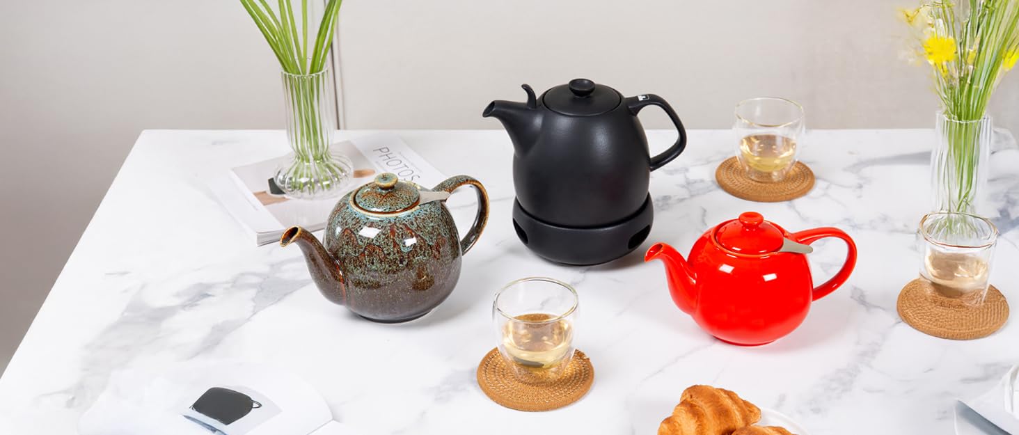 Керамічний чайник Urban Lifestyle LIVERPOOL з ситечком із нержавіючої сталі, 1,1 л, чорний матовий