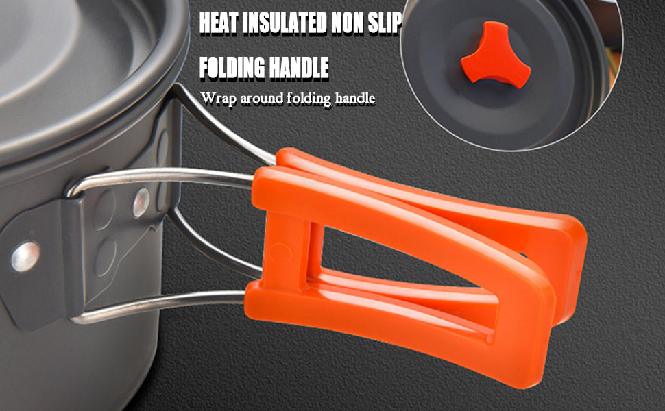 Набір кухонного посуду для кемпінгу, 10 предметів: каструля, сковорода, чайник, сумка для зберігання. Для кемпінгу, пікніків та походів