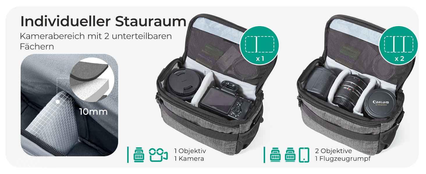 Сумка для камери Bagsmart: DSLR, SLR, System Camera, Об'єктиви та Аксесуари (Сіра)