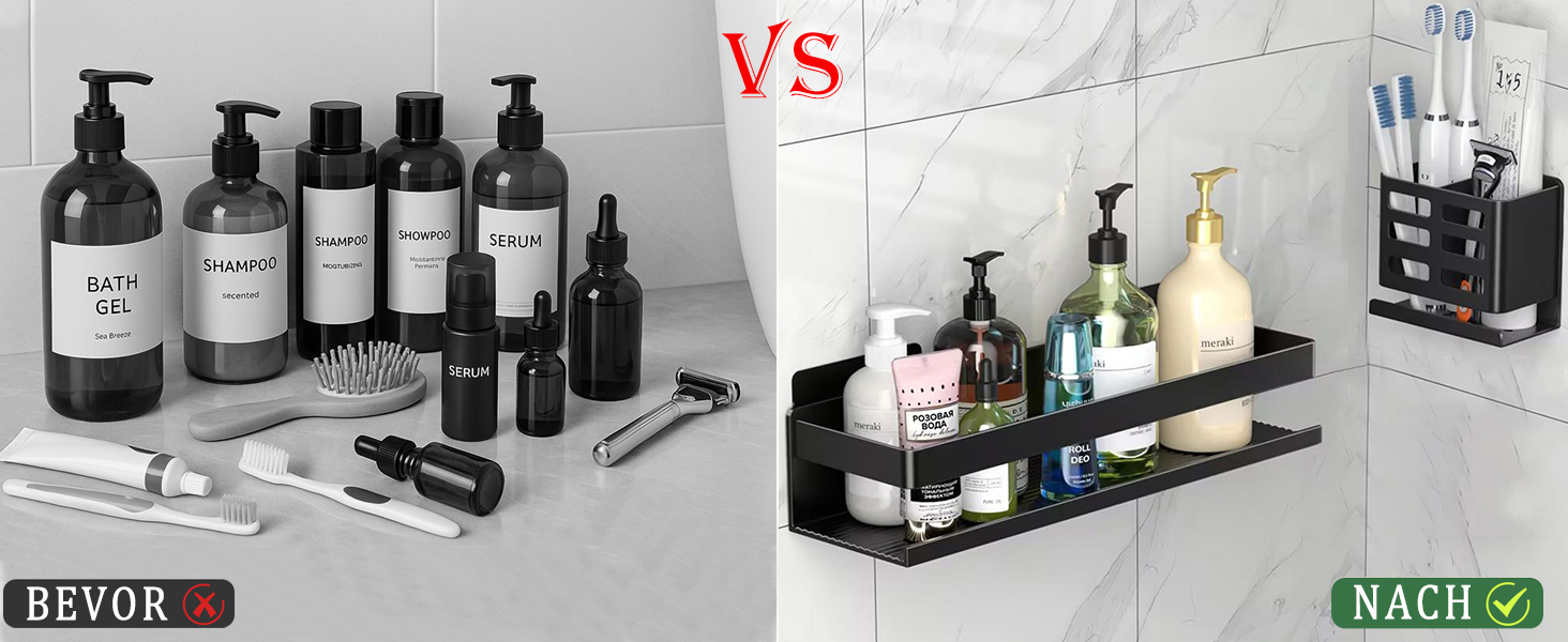 Алюмінієвий душовий кошик, 30 см, 2 шт. - Органайзер для ванної кімнати, настінний, самоклеючий (2 шт. в наборі)