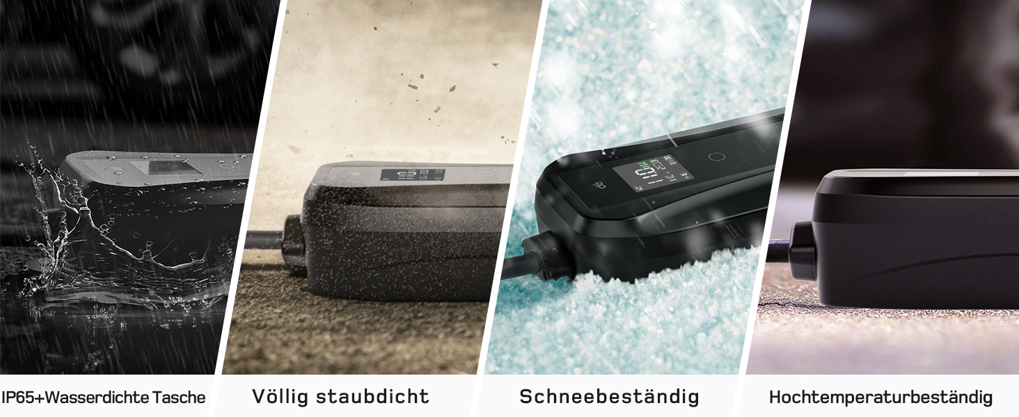 Мобільна зарядна станція для електромобілів Dé 11 кВт (3 фази, 7м, 6-16A) з регулюванням потужності, кабель CEE 16A на Typ 2, сумісна з Model Y/3, ID.3/4/5, MG4, EX30, e-up, e-tron, Zoe та іншими електромобілями