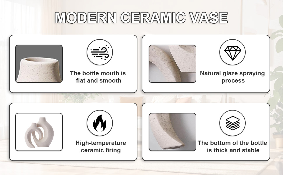 Керамічна ваза для квітів: стильна ваза в скандинавському стилі для дому, декор для вітальні та спальні