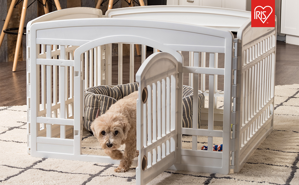 Iris Ohyama 4-Panel Dog Playpen with Lockable Door, 24