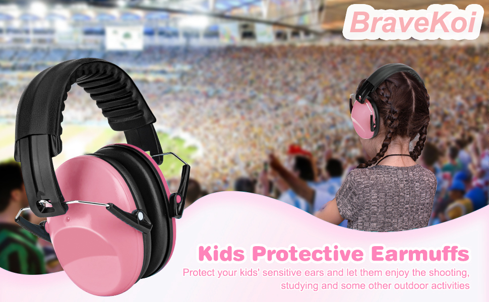Дитячий захист вух: навушники від шуму, комфортні, складні, для школи, аутизму, сну, навчання, ADHS, феєрверків, концертів (світлорожевий/1 шт.)