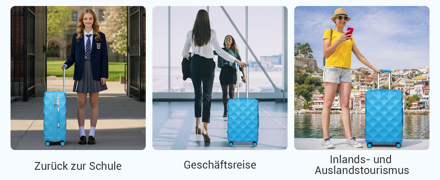 Чохол валіза British Traveller Hartschalenkoffer Groß, 74.5 x 49 x 30.5 см, ABS + PC, TSA-замок, 4 колеса, для подорожей та бізнесу (Світло-блакитний, L)