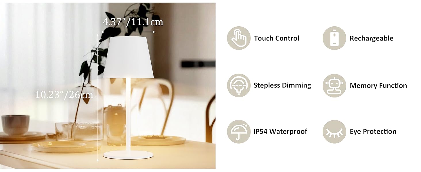 Світлодіодний акумуляторний настільний світильник 26 см, 5000mAh, IP54 (2 шт.) - кемпінговий, для ресторану, спальні, бару