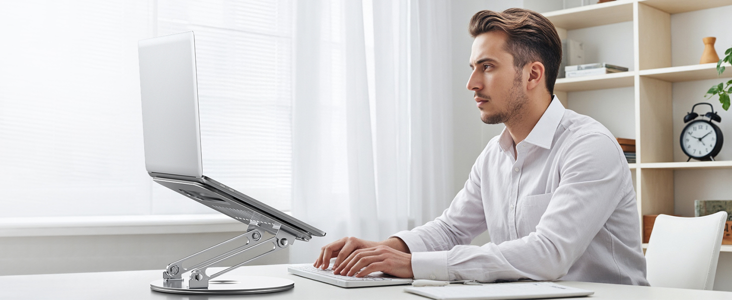 Підставка для ноутбука регульована по висоті, складана, ергономічна з вентиляцією та 360° поворотом, вертикальна, сумісна з MacBook, Dell, HP, 11-16'