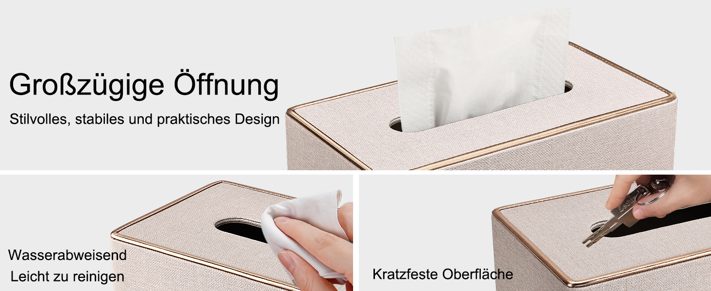 Скляниця для серветок Rarapop з PU-шкіри, прямокутна, для комода, ванної кімнати, офісу (Бежевий)