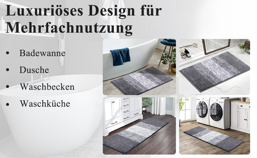 М'який килимок для ванної кімнати сірого кольору з мікрофібри, 60 x 90 см. Нековзний, машинне прання, швидковисихаючий. Килимок для ванни, килимок для душу, придбання для ванної кімнати.