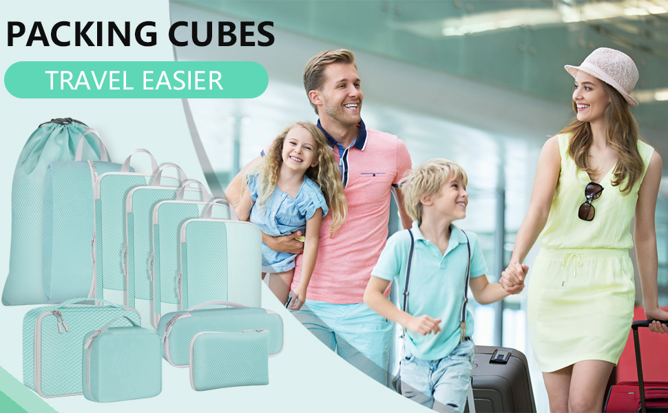 Органайзер для валізи Avmvnvc, 10-Piece Packing Cubes для одягу, компресійні мішечки для пакування, органайзер для валізи з косметичкою, туристичний органайзер для рюкзака та валізи, чорний (синій)