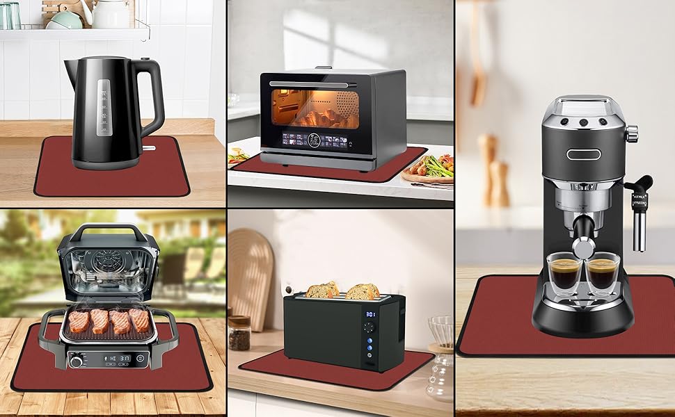 Термостійкий килимок 40 x 45 см, 1 мм - захист від нагріву для фритюрниці, вогнестійкий килимок для кухонних стільниць, масло- та водовідштовхувальний, легко миється, 1 шт. (Червоний, 30 x 45 x 0.1 см)