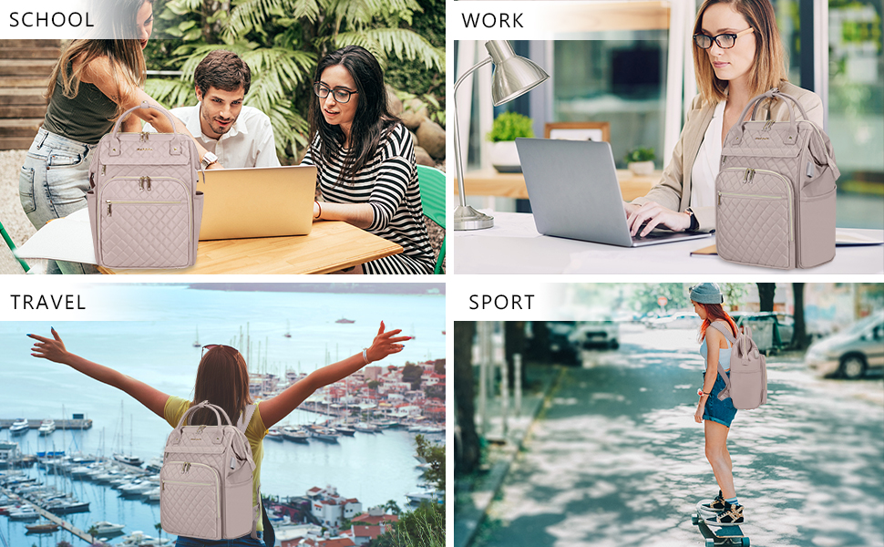 Жіночий рюкзак EMPSIGN з відділенням для ноутбука 17 дюймів: стильний рюкзак для роботи, навчання та подорожей, чорний, рожевий