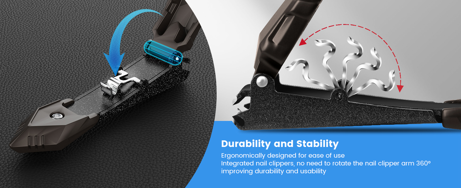 Професійний кусачок для нігтів з контейнером для збору, кусачки для нігтів рук та ніг, гострі кусачки з нержавіючої сталі, великі кусачки для нігтів, кусачки 2 в 1, кусачки для нігтів для чоловіків та жінок (великі, чорні, 8,9x2 см)