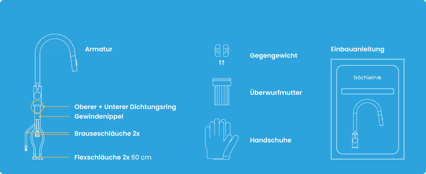 Кухонний змішувач Bächlein Plivo з нержавіючої сталі (щіткова обробка) – одноручний висувний кран для кухні з поворотним виливом 360° (матова чорна обробка)