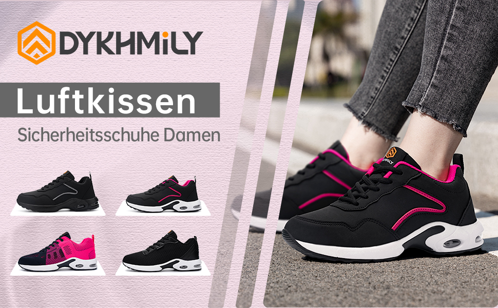 Зручні захисні черевики DYKHMILY для чоловіків та жінок: робочі черевики з металевим носком, дихаючі, спортивні, для промисловості та майстерні (41.5 EU, порошок вогнегасіння)