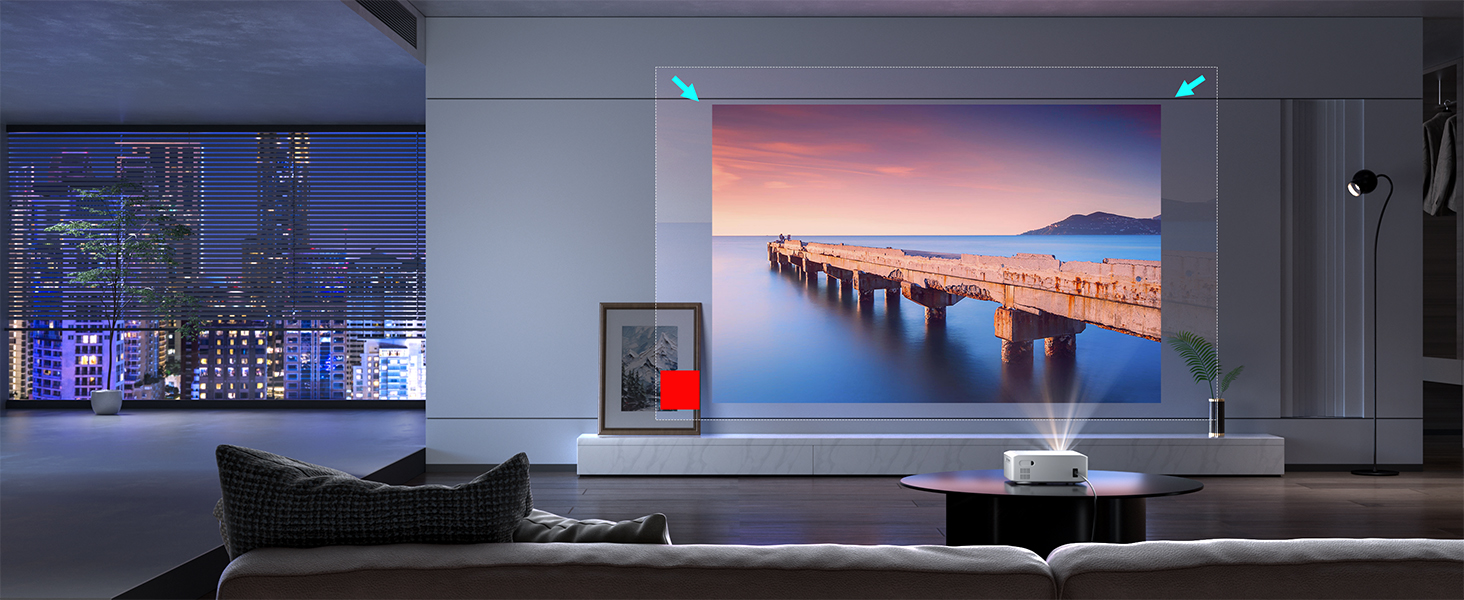 Проектор Smart Beamer 4K з автофокусом TOF 28000L, WiFi6, Bluetooth, обертання 210°, для кінотеатру вдома та на вулиці, сумісний з Netflix, PC, мобільним телефоном