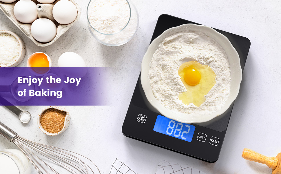 Електронна кухонна вага, 15 кг, висока точність 1 г/0.1 унції, професійна, з батарейками, чорний колір