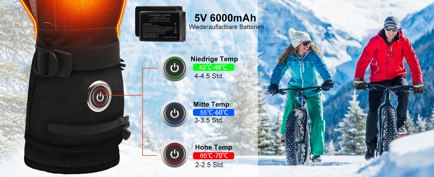 Обогревні рукавички SVPRO 5V 6000mAh - водонепроникні та вітронепроникні рукавички для катання на лижах, полювання, мотоциклів та піших прогулянок