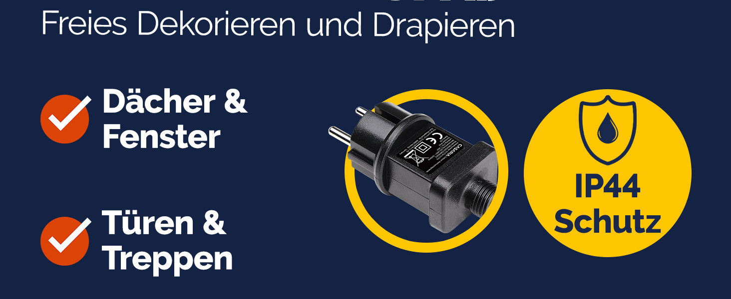 Гірлянда святкова CASARIA 5м, 100 LED, тепле біле світло, для прикраси дому та саду