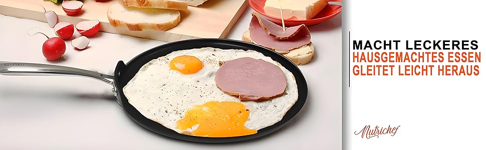 Млинцевниця Nutrichef 30 см з антипригарним покриттям для індукції, універсальна сковорода для млинців, панкейків, яєць, PFOA-free, підходить для всіх плит, можна мити в посудомийній машині
