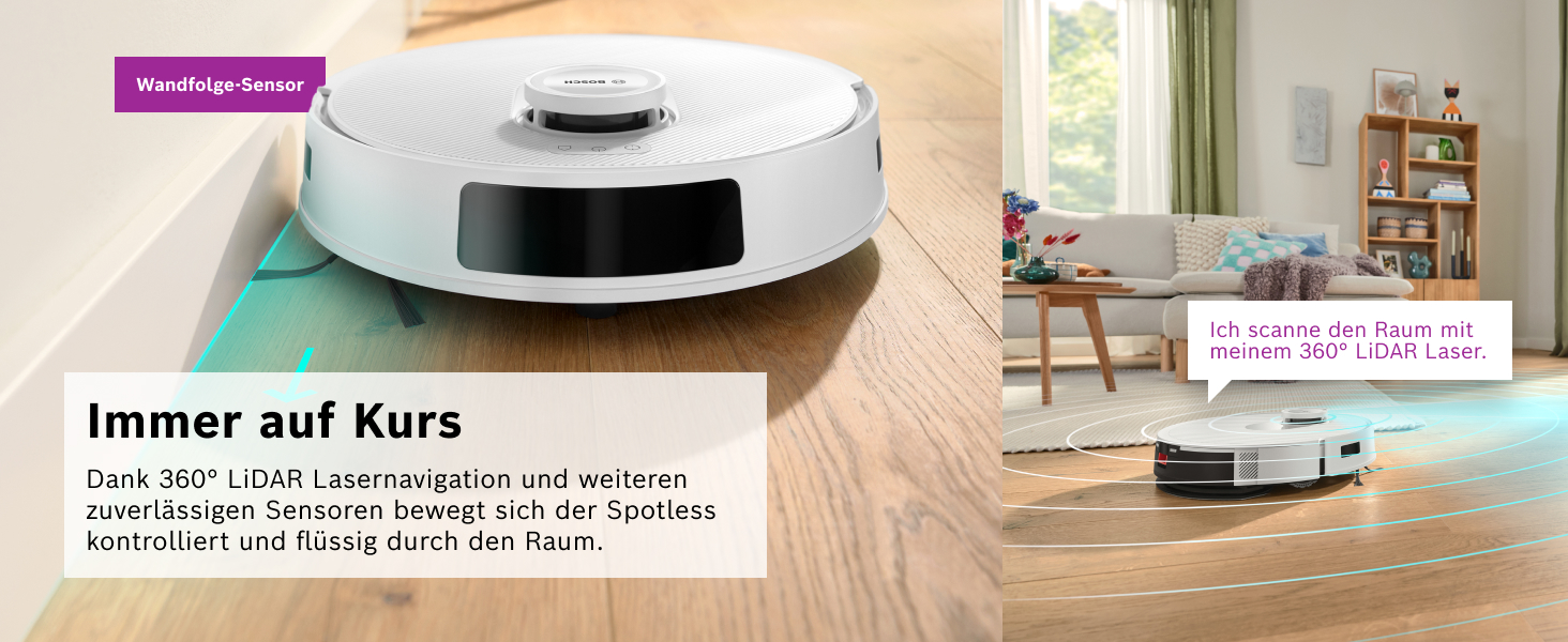 Робот-пилосос Bosch Spotless BCRD1W з функцією миття, 11000 Па, білий