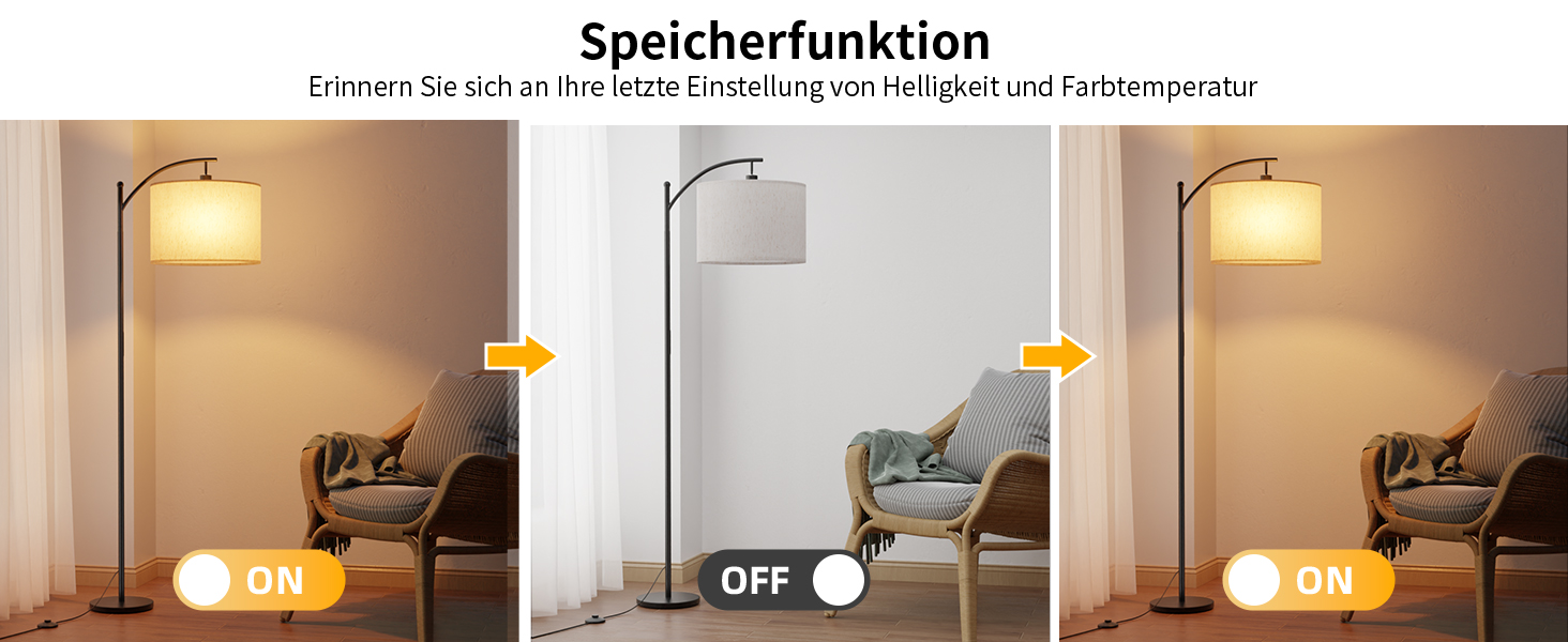 LED торшер GLUROO для вітальні з пультом дистанційного керування, сучасний, з 3 кольорами, регульована яскравість, диммування, з вимикачем на ніжці