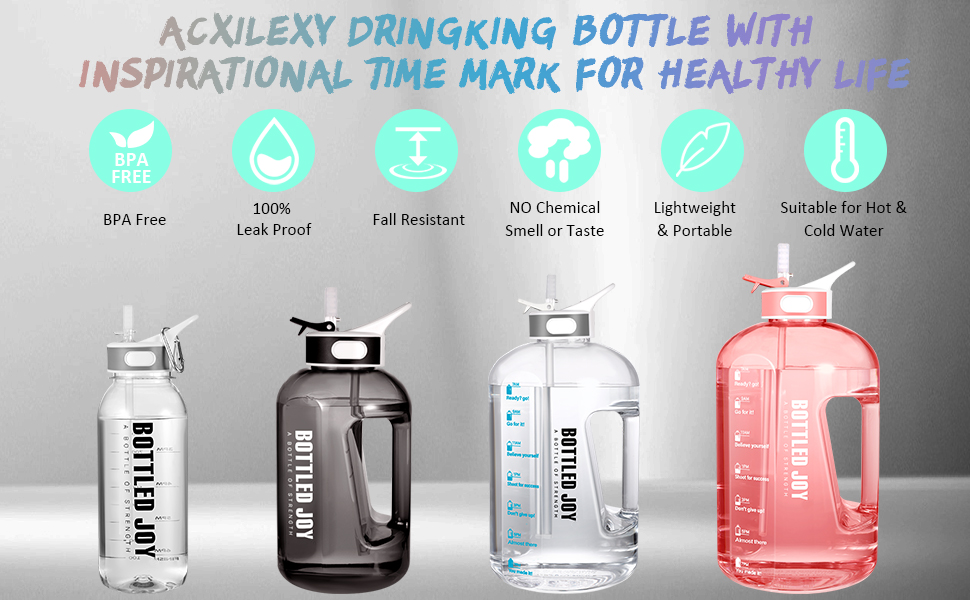 Пляшка для води з трубочкою 3.5 л, BPA-free, герметична, пластикова спортивна пляшка з часовими мітками для фітнесу, офісу, дому та активного відпочинку