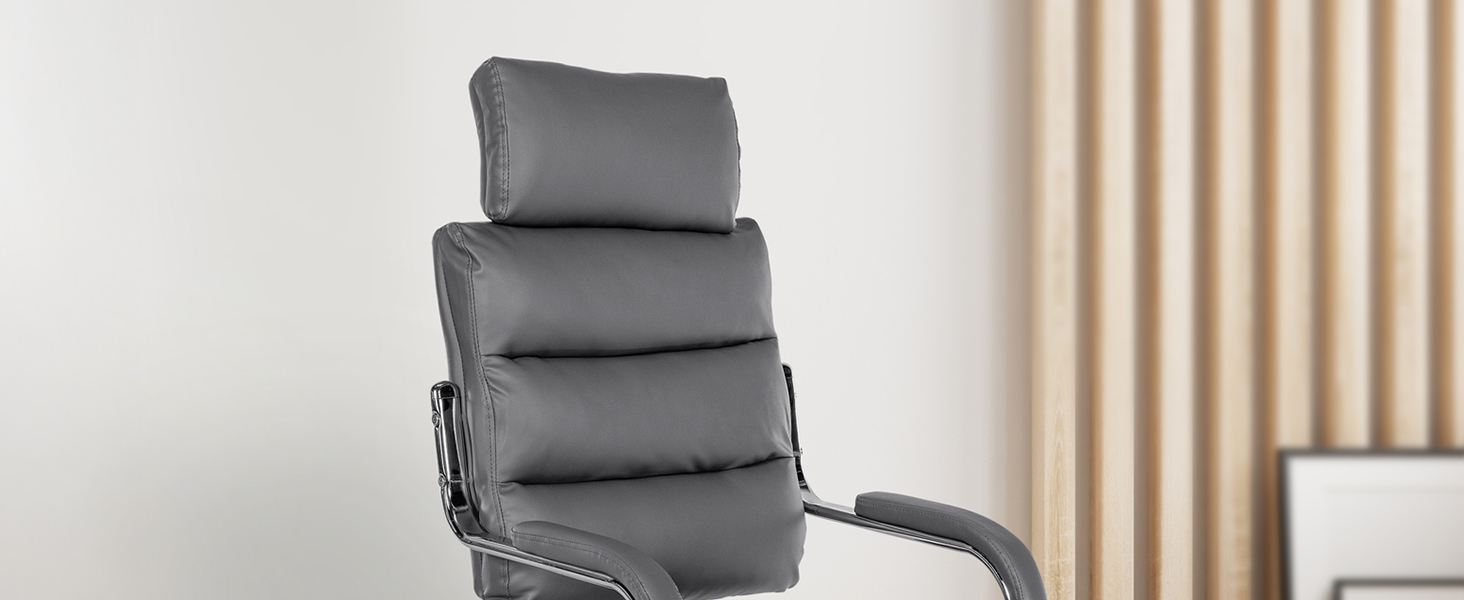 Офісне крісло CLP Campo з штучної шкіри: регульована висота та поворотний механізм, до 135 кг, з підлокітниками, сірий колір