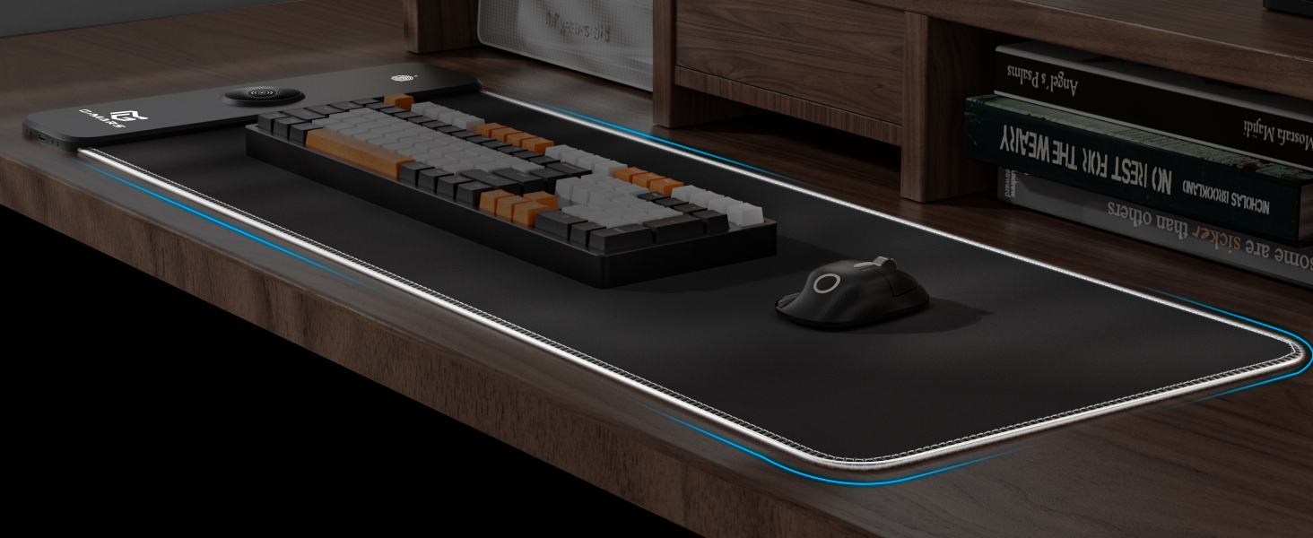 Килимок для миші ігровий Gimars RGB XXL, 800x300x5 мм, з підсвічуванням 12 LED, вологостійкий, з гумовою основою, чорний