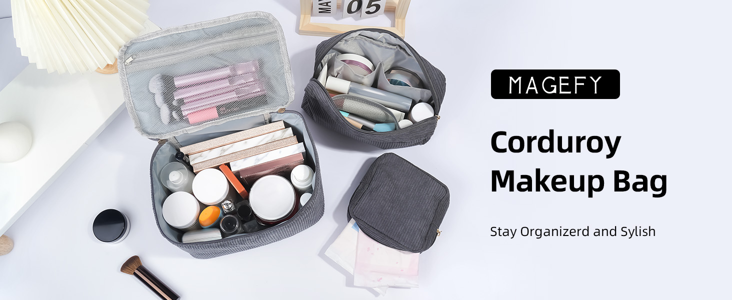 Косметичка MAGEFY: 2 шт. бежева + 3 шт. коричнева. Органайзер для макіяжу, дорожній, з відділеннями