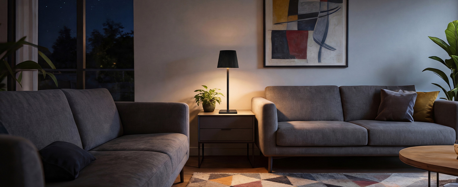 Світлодіодна настільна лампа бездротова LED для вулиці та дому, димована, з акумулятором 5200mAh, водонепроникна IP54, чорна