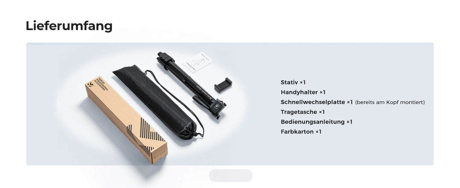 Подорожній штатив для камери та смартфона K&F Concept, легкий та компактний, висота 147 см