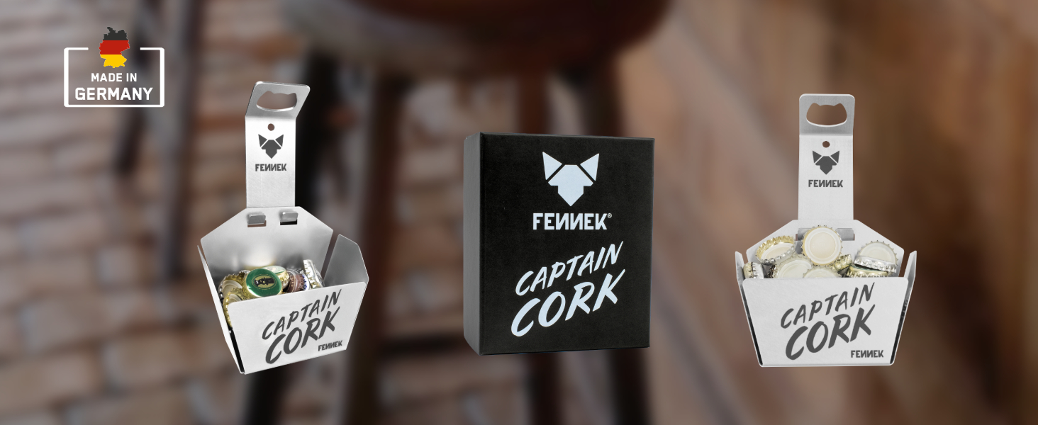 FENNEK Captain Cork | Bottle Opener with Basket | perfect for every outdoor kitchen, bar, workshop, and party cellar | made of stainless steel | Made in Germany