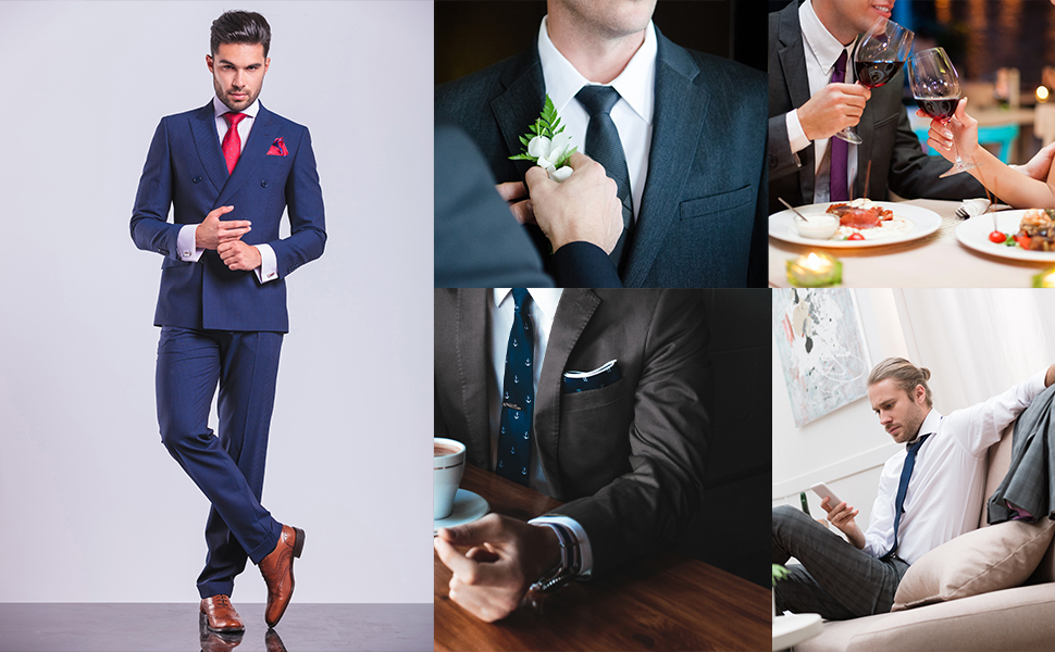 Сет краваток для весілля Barry.Wang: однотонний паваротний краватковий шовковий краватковий аксесуар, королівський синій