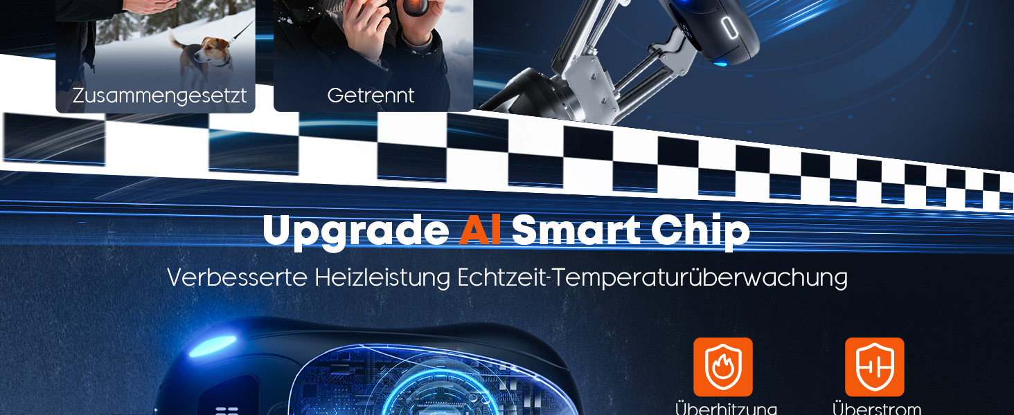Електричний гріє для рук 2 шт., 12000 мАг, з магнітною двосторонньою системою підігріву та цифровим індикатором температури та заряду батареї, для відпочинку на природі/кемпінгу, чорний
