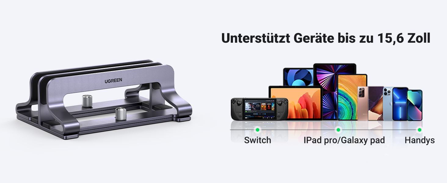 Підставка для ноутбука UGREEN з алюмінію, 2 слоти, вертикальна, для MacBook Pro/Air, iPad, Huawei, Surface, Dell, HP та інші