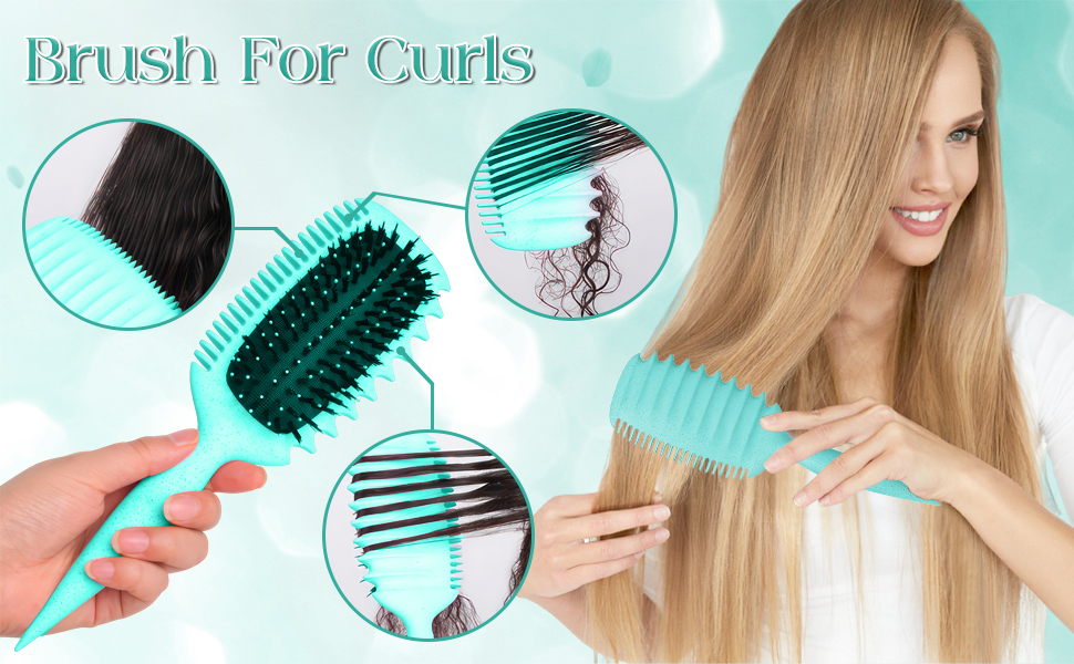 Щітка для локонів Lockenbürste: антистатична стилінг-щітка з вентиляційним дизайном для мокрого та сухого волосся, ідеальна для кучерявого волосся та створення об'єму (зелена)