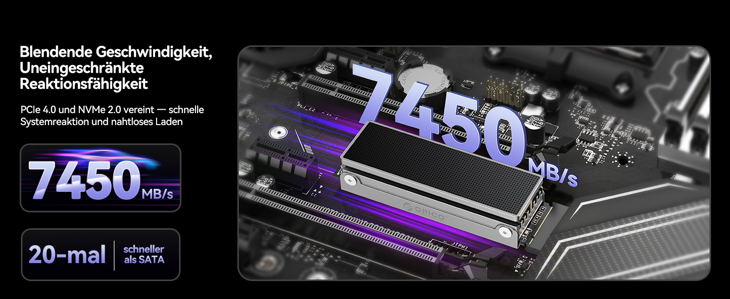 SSD Orico IG740PRO 4TB PCIe 4.0 NVMe M.2 - Швидкість до 7100 МБ/с, 3D NAND TLC, з радіатором для ПК, ноутбука та PS5