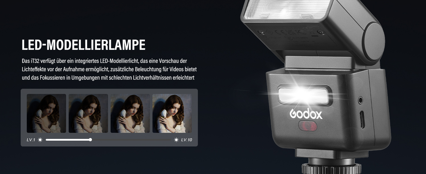 Godox IT32: Світловий прилад для камери Canon з TTL, X5C, GN18, 510 спахів, сенсорний екран та LED-підсвічуванням