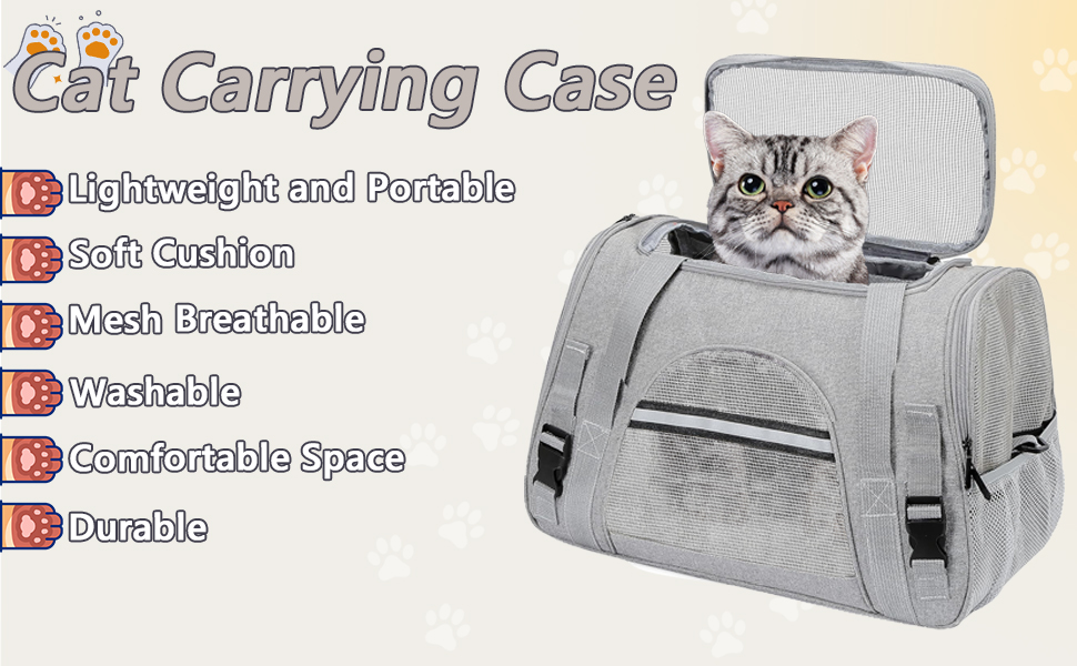 Транспортна сумка для кота, 5 кг, складана переноска для кота з плечовим ременем, переноска для котів та собак, сіра (M)