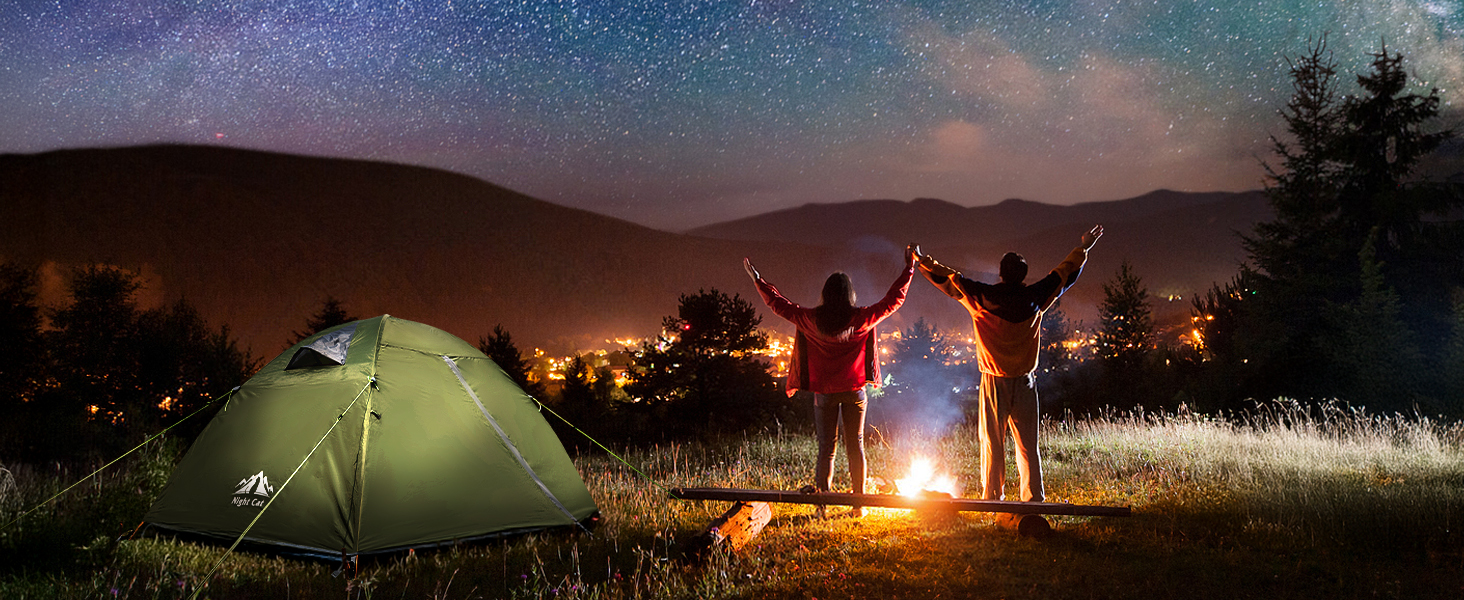 Намет Night Cat Camping для 2 осіб: Водонепроникний, легкий, 3 сезони, з тамбуром, зелений