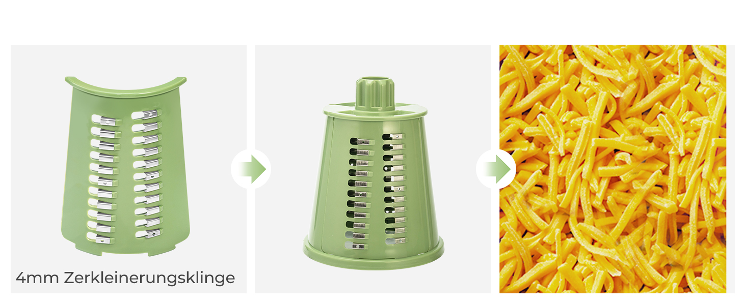 Тертка для сиру та овочів SUTEAS з ручкою - 5 насадок, потужний присосок, набір для нарізання овочів, ідеально підходить для сиру, огірків, моркви, горіхів, овочів, з коробкою для зберігання лез (Ретро-зелений)