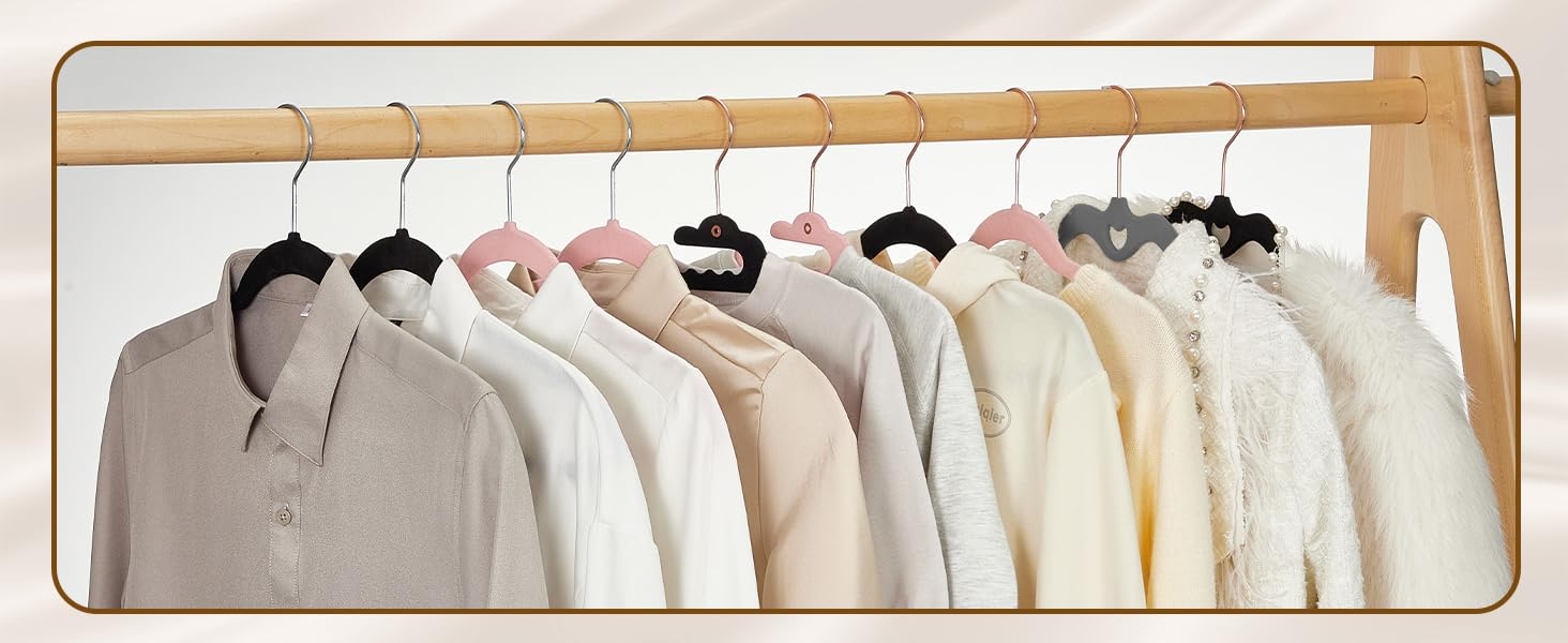 Вешалки для одягу HOUSE DAY, 20 шт. - вешалки з оксамиту, для костюмів, штанів, широкі, обертаються на 360°, рожеві