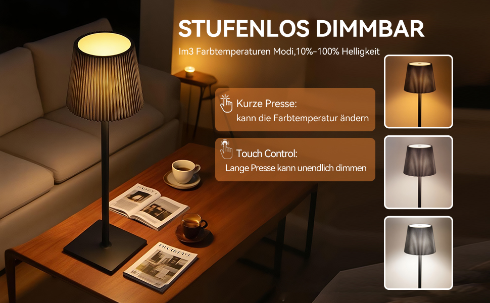 Акумуляторний LED світильник настільний Xiake 2 шт, димований, IP54, 3 режими світла для спальні, офісу, вулиці, чорний