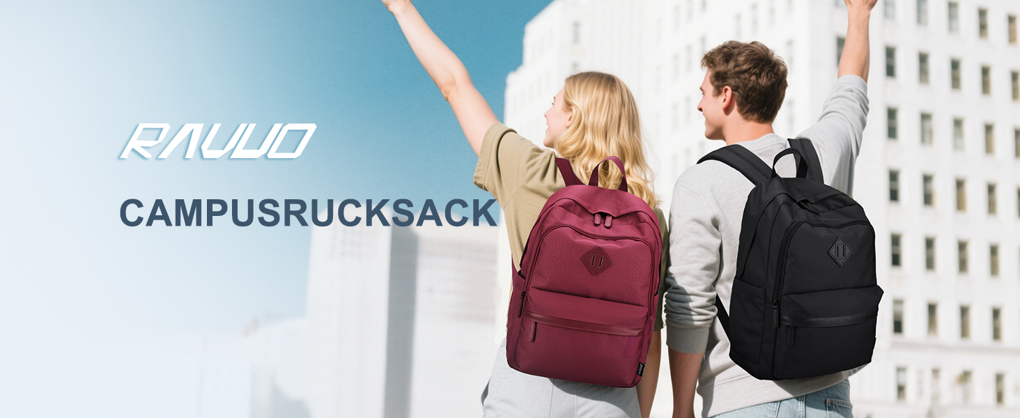 Рюкзак RAVUO для чоловіків та жінок, 15.6 дюймів, водонепроникний, для підлітків, для школи, подорожей, роботи, чорний, бордовий