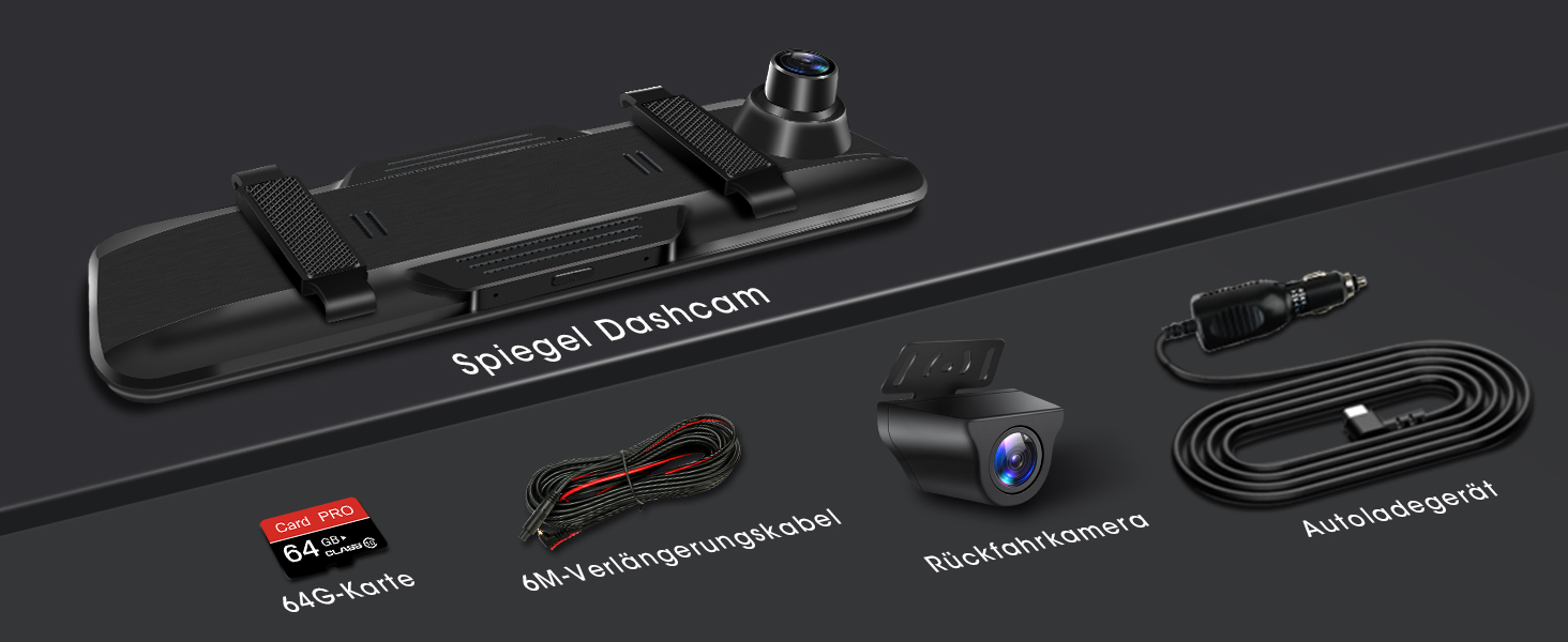 Відеореєстратор Vtopek 4K WiFi дзеркало з камерою заднього виду, 10