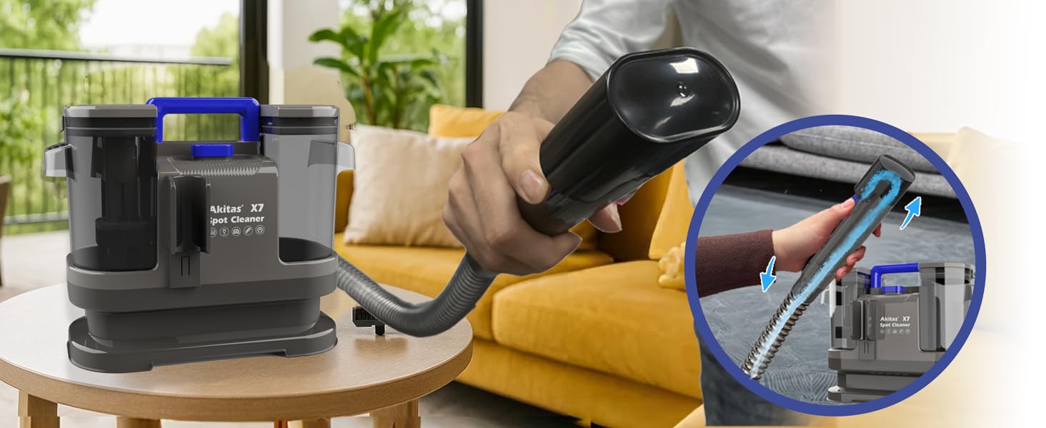 Пылесос для мытья и чистки мебели Akitas X7 600W, 2 бака, самоочистка, для удаления пятен от животных, компактный и портативный