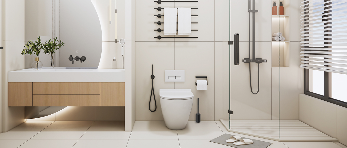 Набір для чищення унітазу з нержавіючої сталі 304, комплект з 2 насадками (круглі, чорні)