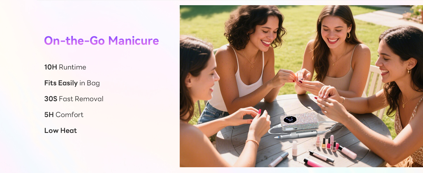 SAVILAND Професійний фрезер для нігтів 40000 об/хв: електрична машинка для манікюру з алмазним покриттям, акумулятор 4000 mAh, для товстих акрилових нігтів