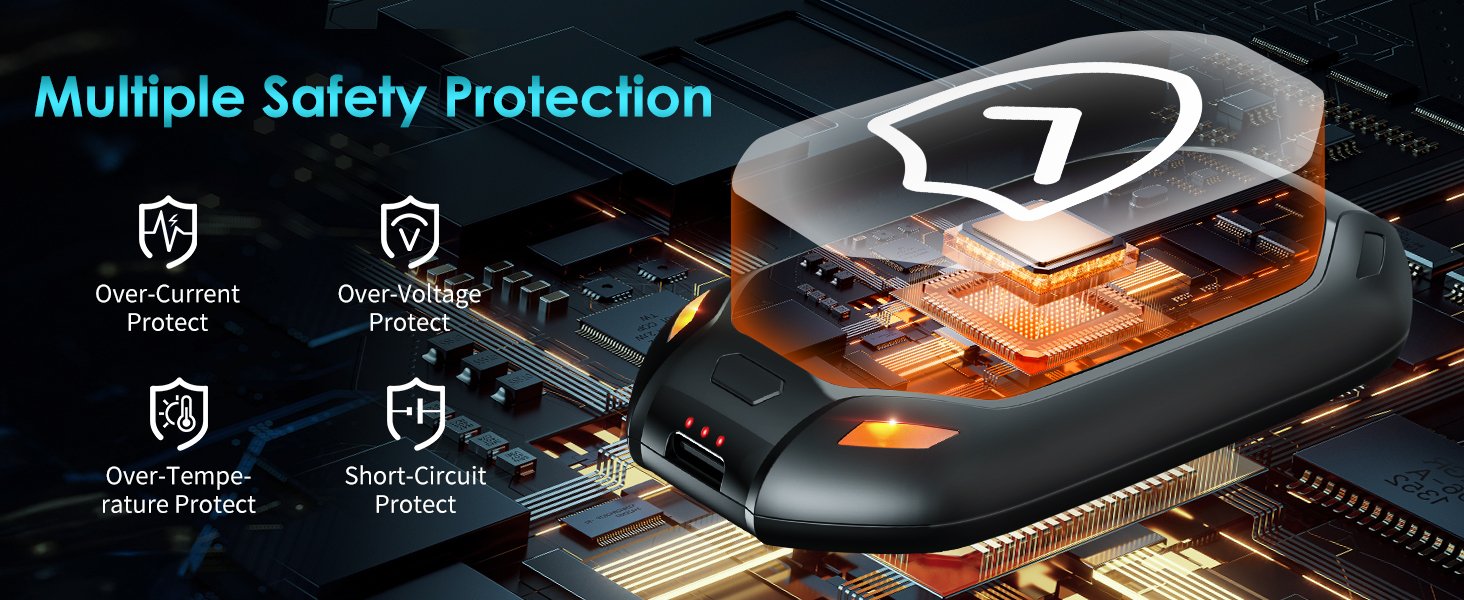 Електричний нагрівач для рук, 2 шт. - перезарядна модель з магнітною фіксацією, ультралегкий та тонкий, 6000 мАг, 3 режими нагріву, для чоловіків та жінок, Outdoor, Гольф, кемпінг, чорний